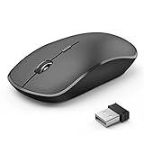 Wireless Mouse for Laptop,J JOYACCESS 2.4G Ultra Thin Silent Mouse with USB Receiver, 2400 DPI Portable Mobile Optical Cordless Mouse for Laptop, Computer, MacBook,Window, Chromebook, PC-Black