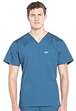 Cherokee Scrubs for Men V-Neck Top, Workwear Professionals Soft Stretch WW675, XS, Caribbean Blue