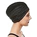 Beemo Swim Caps for Women Swimming Turban Polyester Latex Lined Pleated for Ladies - Black