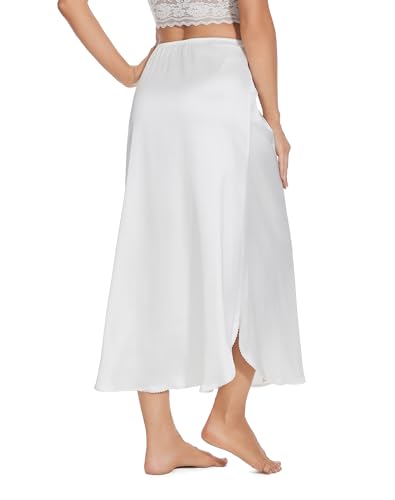 Image of MANCYFIT Long Half Slip for Women Under Dress Satin Slip Skirt Extenders 36 inch Maxi Underskirt