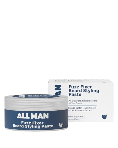 Image of ALL MAN Fuzz Fixer Beard Styling Paste, Strong Hold Cream Wax, With Mango Butter & Milk Protein for Strong Hair | 50g