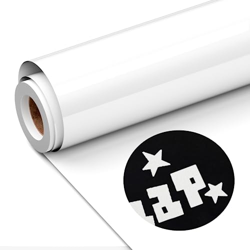 Yilnato Heat Transfer Vinyl White Htv Rolls - 12" X 8Ft White Htv Vinyl For Shirts, Iron On Vinyl For Cricut & Cameo - Easy To Cut & Weed For Heat Vinyl Design (White) #TOP1