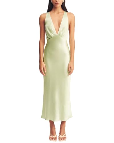 Shona Joy Womens La Lune Plunged Cross Back Midi Dress, 12
