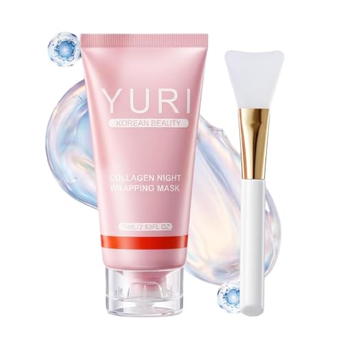 tebazoew YURI Collagen Mask YURI Collagen Night Wrapping Mask Glass Skin Peel Off Face Mask Elasticity & Hydration Care Restored Balance & Ongoing Renewal All Skin Types Skincare (2.53 fl.oz)