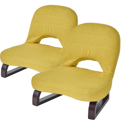 VECELO あぐら座椅子 低い 2脚セット 幅45.5?奥行51?高さ43cm コンパクト 介護用 持ち運び便利 折り畳み 背凭れ付き 和室用 通気 足置き 正座椅子 年寄りプレゼント 一人掛け クッション感 疲れない ローチェア 室内 小さめ 木製 こ