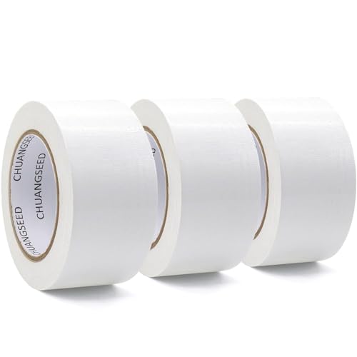 CHUANGSEED 3 Pack white Waterproof Duct Tape 50mm x 27.4m Heavy Duty Strong Gaffer Tape for Repairs DIY, Crafts