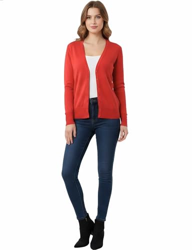 Image of Allsense Women's Long-Sleeve V-Neck Cardigan Sweater | Button Down, Lightweight Soft Knit