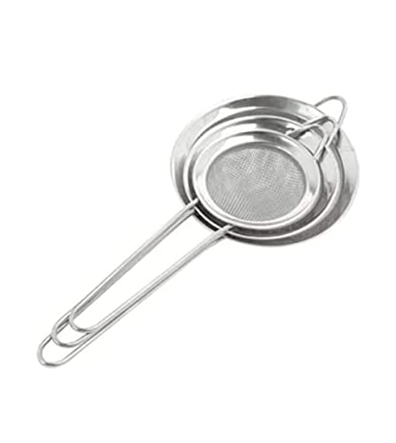 MARIAH FLOR HOME - KIT 3 Peneiras em Inox Luxo Com Suporte Para Acomodação, Suporta Altas e Baixas T