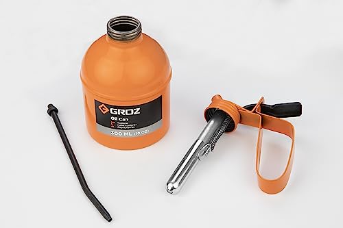 Image of GROZ 300 ml Oil Can with 6 inch Rigid steel spout | Oil Can for Household, Automobiles | Powder Coated Finish | Double Check Valve Steel Pump| Capacity: 300 ml | V300R