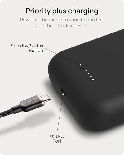 Image of Mophie Juice Pack Battery Case for iPhone 17 Pro Max - Slim Charging Case, Up to 50% Extra Battery Life, High Impact Protection, Magnetic Back for Wallets & Mounts, Sustainable Material, Black