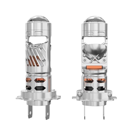 2Pcs Mini H7 Led Headlight Lamp H4 LED Projector Lens Bulb Canbus Hi/Low Beam Auto 30000LM H4 Motocycles Headlamp 120W 6000K 12V(H7)