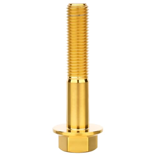 Image of Ti Screws M10 x 20 25 30 35 40 45 50 55 60 65 70 75 80 90 100mm 1.25 Pitch Titanium Flange Hex Bolt Pack of 4 (Gold, M10x55mm)