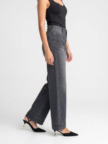 Image of Urbano Fashion Women's Mid Rise Wide-Leg Washed Jeans Non-Stretchable
