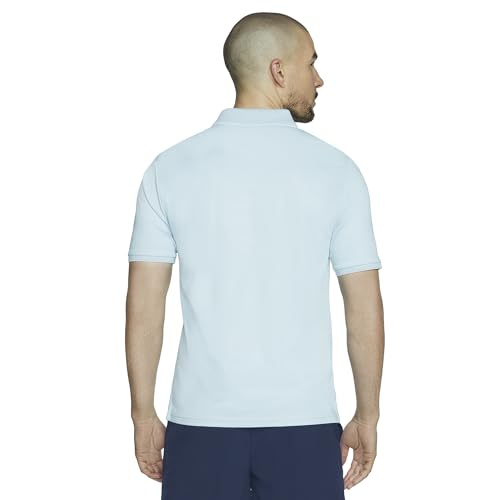 Skechers Uomo Off Duty Polo In Naturale/Blu Chiaro, Taglia Largo - 2