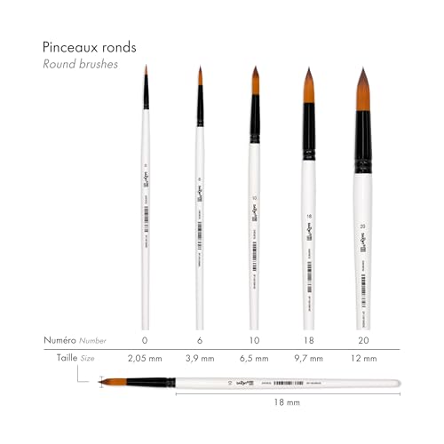 Darwi For You DF1105150020C - Künstlerpinsel Acrylpinsel 12 mm, Größe 20, geeignet für Acrylfarben, Rund, 1 Stück