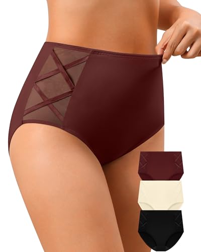 ASIMOON High Waisted Underwear for Women Slight Tummy Control Panties Soft Postpartum Briefs Women Pack