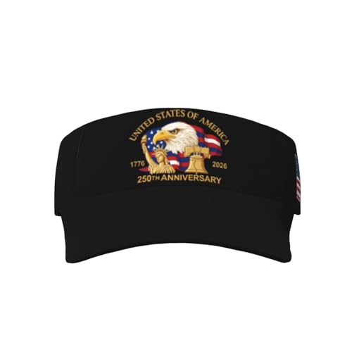 United States 250th Anniversary Hat 1776 2026 USA Patriotic Visor Caps with American Flag for Women Men Adjustable Sun Hat Outdoor Sport Visors