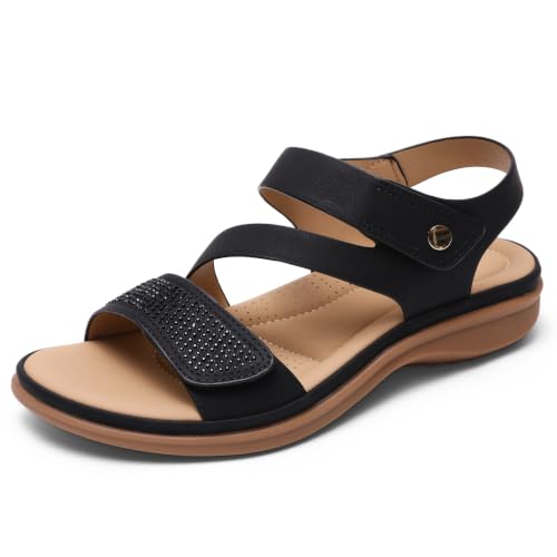 Image of Littleplum Womens Sandals Arch Support - Comfortable Flat Sandals for Women, Summer Breathable Adjustable Orthotic Walking Shoes for Beach,Travel