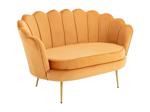 Vente-unique - 2-Sitzer-Sofa, Muschel, Velours, Senfgelb, Dandelion Vente-unique - 2-Sitzer-Sofa, Muschel, Velours, Senfgelb, Dandelion