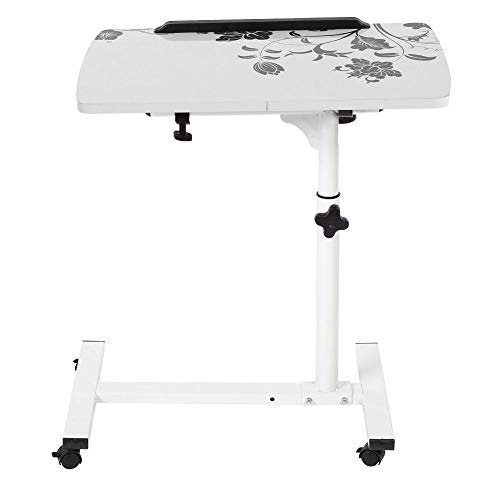 lyrlody Table pour Ordinateur Portable - Réglable en Hauteur - avec roulettes - 62 à 88 cm - Blanc