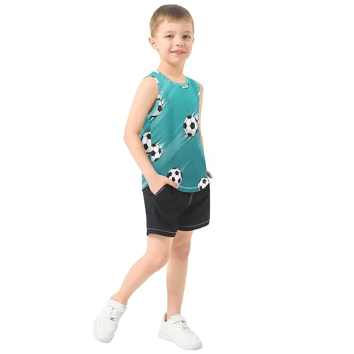 J JOYSAY Cartoon Football Blue Boys Tank Top Sleeveless Muscle Shirts Quick Dry Sport Active Workout Kids T-Shirts 3-15T4