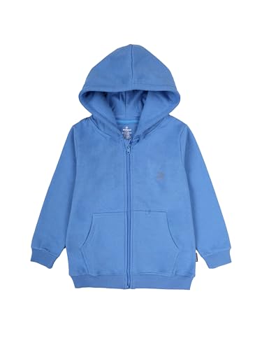 Image of KiddoPanti Boys Solid Cotton Full Sleeve Zip-Up Front Open Hooded Sweatshirt