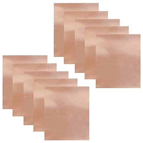 10Pcs 3.15 Mil Copper Foil Sheet [11.8inch x 7.9inch] with Double-Sided Conductive Adhesive Copper Tape for Guitar, DIY Crafts, Soldering, Stained Glass, Electrical Repairs, Grounding