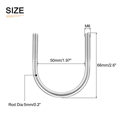 Image of DTGN 2 inchx2.6 inch(DXL) Round U-Bolts - 5Pack - Good for Construction Industry - 304 Stainless Steel Round Bend U Bolt - Silver