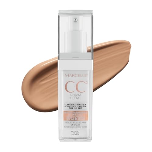 MARCELLE - Marcelle CC Cream SPF 35, Medium, Complete Correction, Tinted Moisturizer, Non-Comedogenic, Perfume-Free, Paraben-Free, Oil-Free, Hypoallergenic, Cruelty-Free, 30 mL