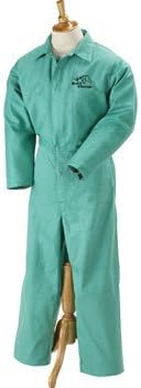 Black Stallion F9-32CA/PT Flame-Resistant 9 oz Cotton Coverall, Green, Medium
