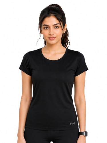 Image of Women Polyester Stretch Regular Fit Round Neck Half Sleeve T-Shirt (Pack of 1)