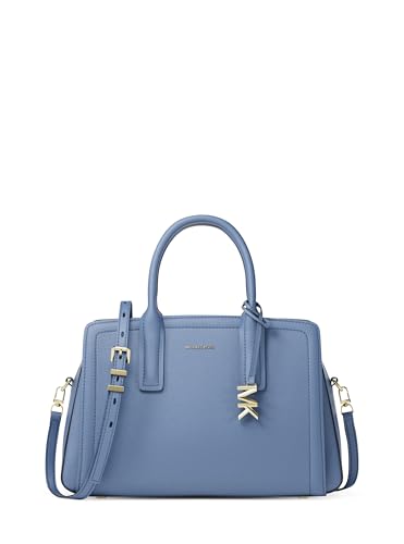 Michael Kors Laila Medium Satchel, Gold-Tone Hardware/Embossed Goat Leather/French Blue