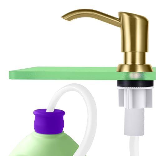 GAGALIFE Built in Counter Soap Dispenser for Kitchen Sink and Soap Dispenser Extension Tube Anti-Leakage Upgrade with 40 Soap Tube No More Top Refill Brushed Gold