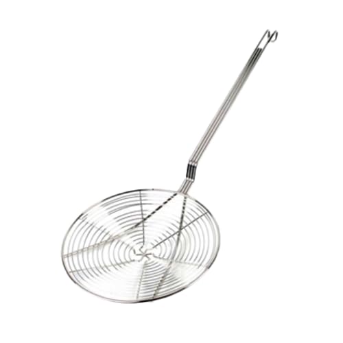 FSE SLSKS009 Skimmer, 9" Dia., 22" OA Length, Round, Spiral Wire, Hooked Handle, Nickel Plated