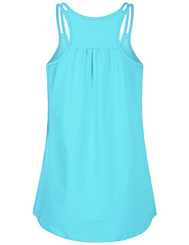 Hibelle Slimming Tank Tops For Women, Feminine Sleeveless Summer Casual Yoga Sports Shirts Crewneck Flowy Dressy Front Ruched Racerback Loose Fitted Seamless Stitching Tunic Blue Small #TOP1