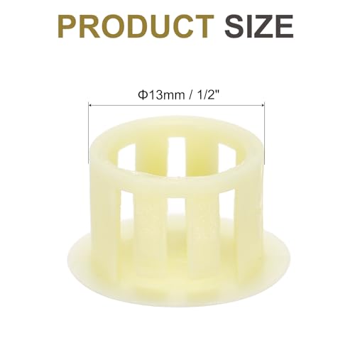 Image of MECCANIXITY 64PCS 13mm(1 /2 inch) Beige Plastic Hole Plugs, Flush Type Panel Hole Plugs Insert End Caps for Locking Hole Tubes Furniture Cabinet