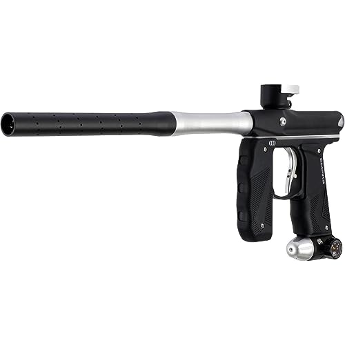 Image of Maddog Empire Mini GS Electronic Full Auto Paintball Gun Marker w / 48 /3000 HPA Paintball Tank & Empire Halo Too Electronic Paintball Loader Starter Package - Dust Black /Silver - 2pc Barrel