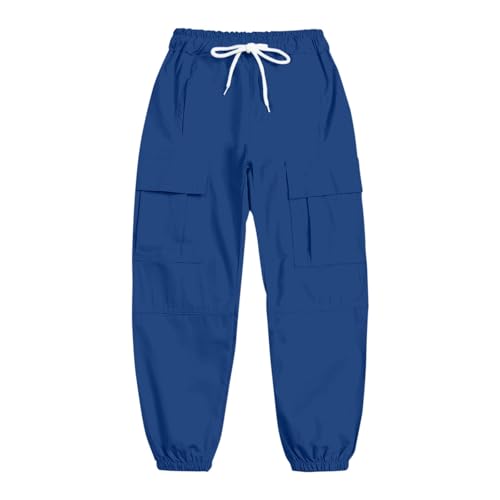 Girls Boys Cargo Sweatpants Multi Pockets Joggers High Waist Trousers Athletic Sports Cuffed Track Pants for 3-12 Years2