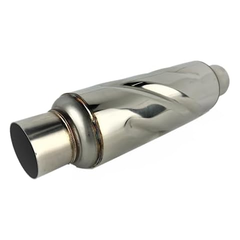 NETAMI Turbo Exhaust Resonator Stainless Steel Polished Inlet/Outlet: 2.50", Body Diameter: 4", Overall Length: 16" Cover