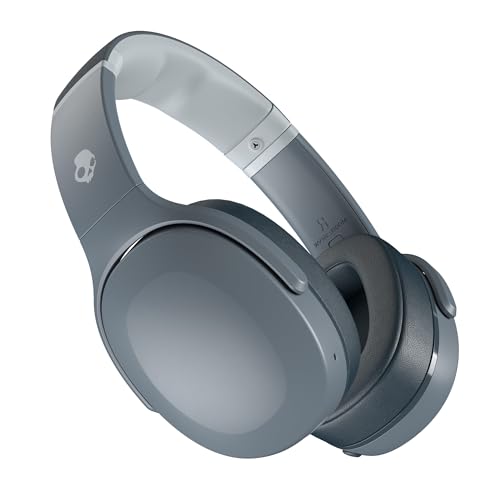 Skullcandy Crusher Evo Wireless Bluetooth Headphones with Extra USB-C Charging Cable, Multi-Sensory Bass, Noise Isolating Over-Ear Fit, 40 Hours Battery, Microphone for iPhone Android - Chill Grey