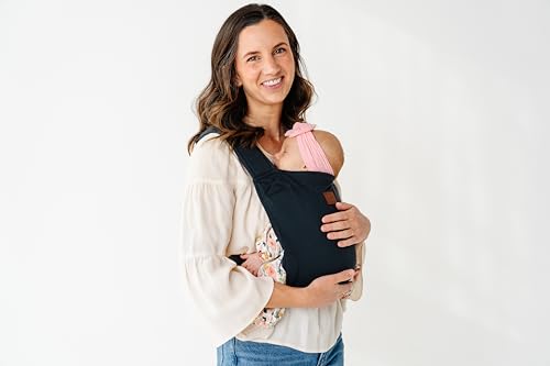 Image of Happy! Haven Baby Carrier – Stretchy Ergonomic Cross-Back Soft Structured Carrier for Newborns to Toddlers (7–35 lbs), Adjustable Fit, Organic Cotton Blend