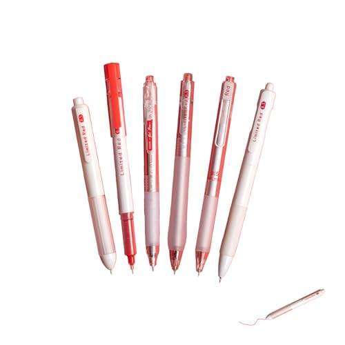 Set de 6 bolígrafos retráctiles de punta fina rojo