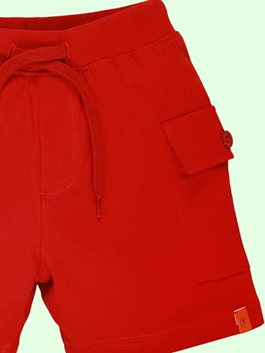 Image of KiddoPanti Boys 100% Cotton Knitted Above Knee Length Basic Cargo Shorts