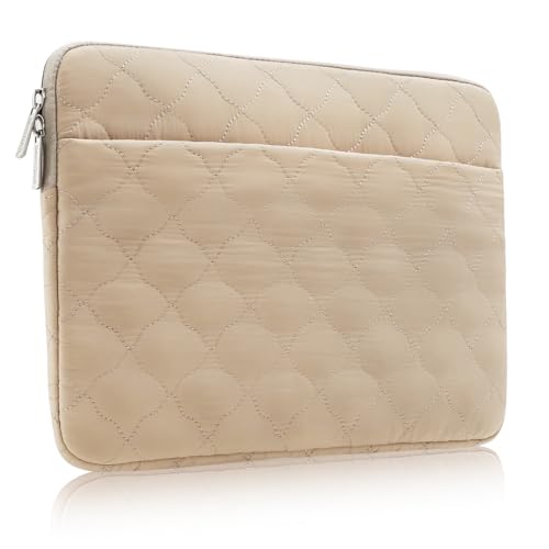 RAINYEAR Puffy Laptop Sleeve 15.6 Inch Protective Lightweight Laptop Bag Laptop Carrying Case Compatible for HP, Dell, Asus, Lenovo, Notebook, Khaki