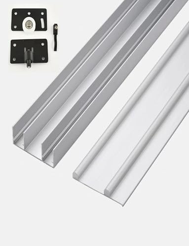 Kit de herrajes para puertas correderas – Rieles de aluminio con polea para reparar puertas corredizas de vidrio, ideal para terraza o puerta de cristal