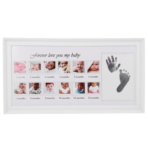 ibasenice Infant Footprint Photo Frame Baby Shower Picture Frames Baby Keepsake Frame