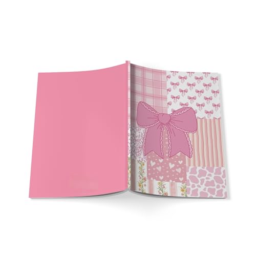 Image of A5 Unruled Soft Cover Diary For Girls - Pack of 2 | 95 GSM Thick Paper, 40 Sheets (80 Pages) | Pink Patchwork Bow Design & I'm Just a Girl Bow Pattern | Cute Journals for Writing & Sketching