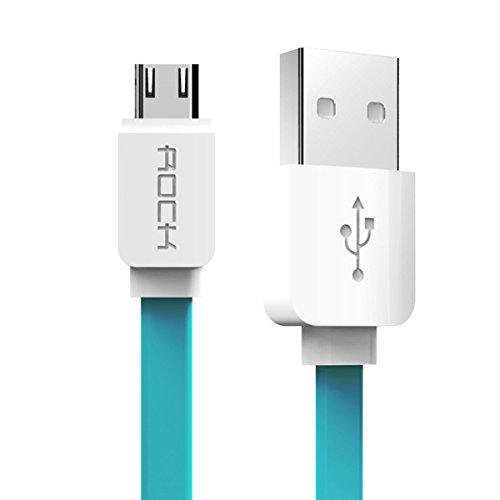 Image of Rock 1m Micro Flat Data Cable 100 cm for Android OS Mobile Phones 85347(Blue)
