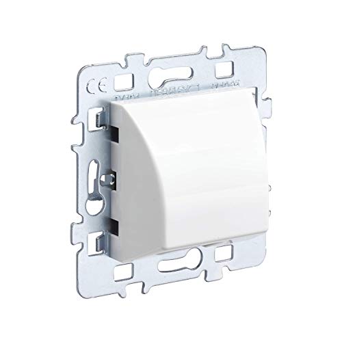 Interrupteur va et Vient - Prises electriques Standard - Prise Murale - Interrupteur va et Vient sans Fil - Prise Murale Casual - Mécanisme Sortie Cable + Cache Blanc + Support Métal - Debflex