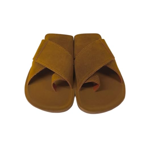 Image of PARAGON Men's Casual Suede Look Sandals, Brown, Comfort Slip-On, Model 60023G